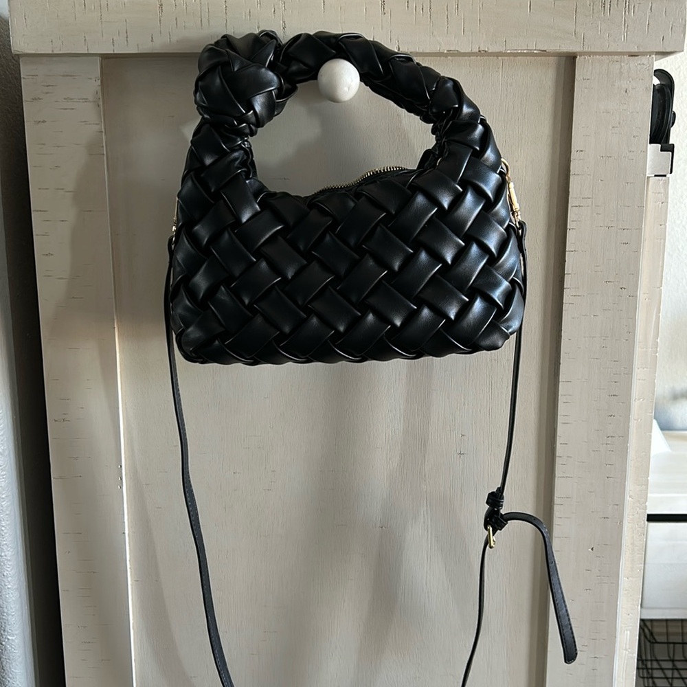 Braided black crossbody purse